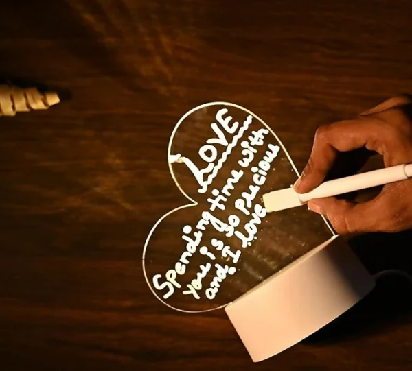 Personalized LED Acrylic Message Board Lamp with Love Note Design