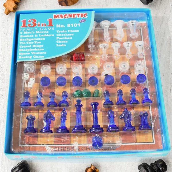 13 in 1 Family Board Game Chess, Space Venture, Steeplechase Set for Kids