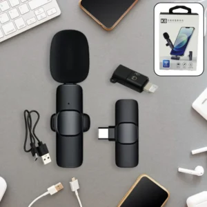 Intelligent Noise Cancelling Live Streaming Clip on Microphone for Type-C & for iPhone