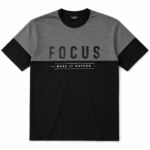 Focus oversized black grey cotton T-shirt for men front view